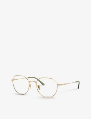 Shop Giorgio Armani Womens Gold Ar5142 Round-frame Metal Glasses
