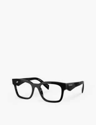 Prada Mens Black Pra10v Square-frame Acetate Optical Glasses In Black