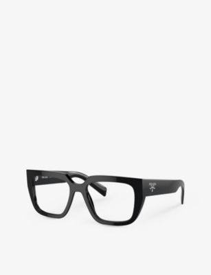 Shop Prada Men's Black Pr A03v Square-frame Acetate Optical Glasses
