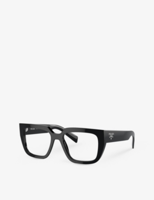 Prada Mens Black Pr A03v Square-frame Acetate Optical Glasses In Black