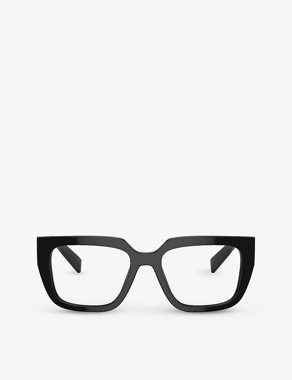 Prada Mens Black Pr A03v Square-frame Acetate Optical Glasses