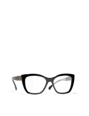 Pre-owned Chanel Womens Black Ch3460 Cat-eye Acetate Eyeglasses