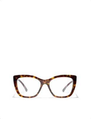 Pre-owned Chanel Womens Brown Ch3460 Cat-eye Tortoiseshell Acetate Eyeglasses