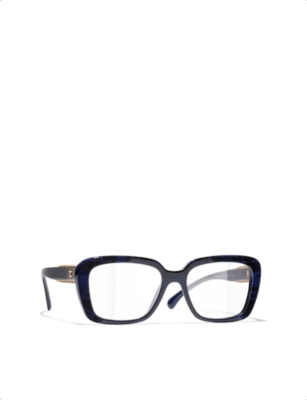 Pre-owned Chanel Womens Blue Ch3461 Square-frame Acetate Eyeglasses