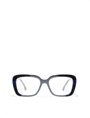 Pre-owned Chanel Womens Blue Ch3461 Square-frame Acetate Eyeglasses