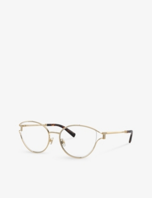 Shop Tiffany & Co Tf1157b Oval-frame Metal Optical Glasses In Gold
