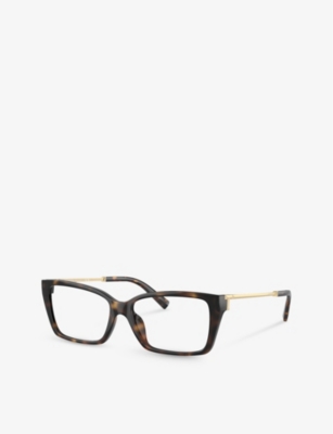 Shop Tiffany & Co Tf2239u Rectangle-frame Injected Glasses In Brown