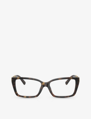 Shop Tiffany & Co Tf2239u Rectangle-frame Injected Glasses In Brown