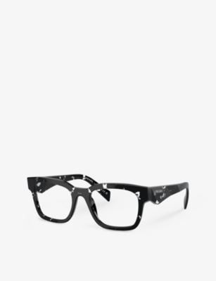 Shop Prada Women's Brown Pr A10v Pillow-frame Acetate Optical Glasses