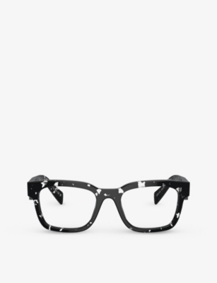 Shop Prada Women's Brown Pr A10v Pillow-frame Acetate Optical Glasses