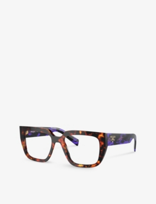 Shop Prada Women's Brown Pr A03v Square-frame Tortoiseshell Acetate Eyeglasses