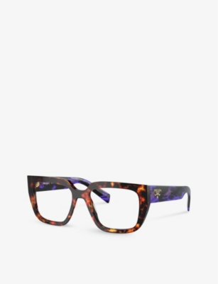 Prada Womens Brown Pr A03v Square-frame Tortoiseshell Acetate Eyeglasses In Brown