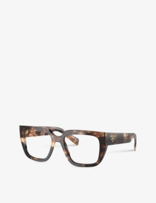 Shop Prada Women's Brown Pr A03v Square-frame Tortoiseshell Acetate Eye Glasses