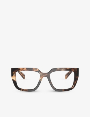 Prada Womens Brown Pr A03v Square-frame Tortoiseshell Acetate Eye Glasses