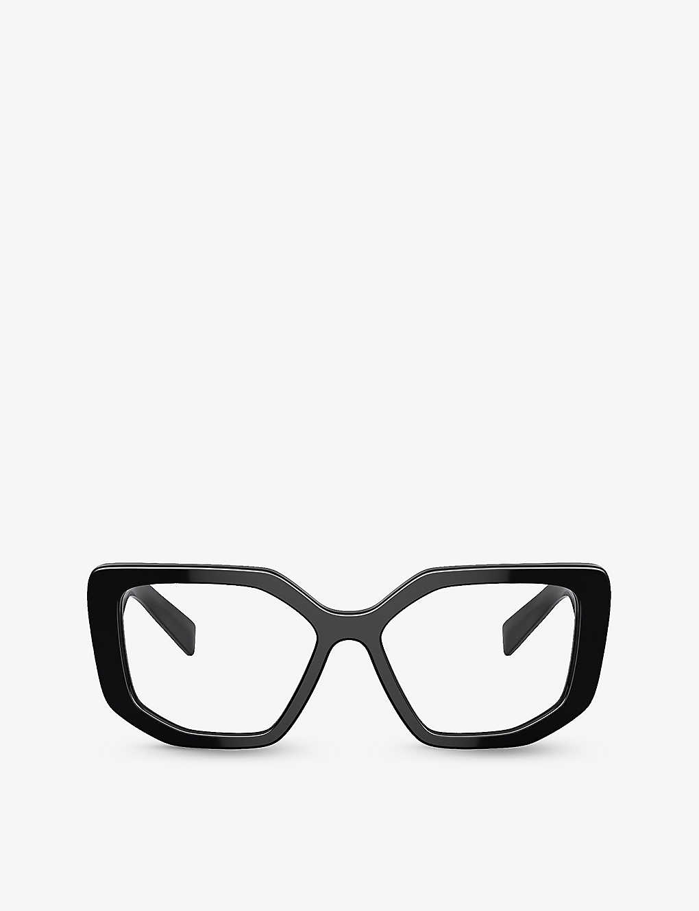 Prada Womens Black Pr A04v Irregular-frame Acetate Glasses