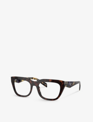 Prada Womens Brown Pr A06v Square-frame Tortoiseshell Acetate Eyeglasses In Brown
