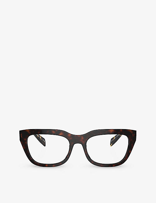 PRADA: PR A06V square-frame tortoiseshell acetate eyeglasses