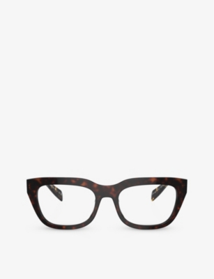 Prada Womens Brown Pr A06v Square-frame Tortoiseshell Acetate Eyeglasses In Brown