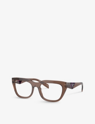 Shop Prada Women's Brown Pr A06v Square-frame Acetate Optical Glasses