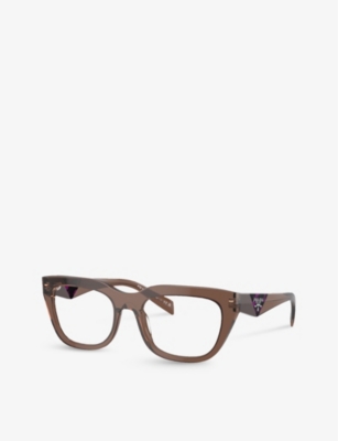 Prada Womens Brown Pr A06v Square-frame Acetate Optical Glasses In Brown