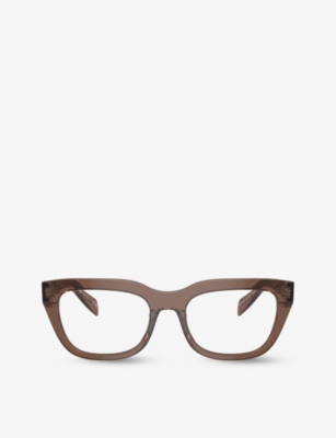 Prada Womens Brown Pr A06v Square-frame Acetate Optical Glasses In Brown