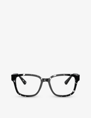 Prada Womens Black Pr A09v Square-frame Tortoiseshell Acetate Eyeglasses In Black