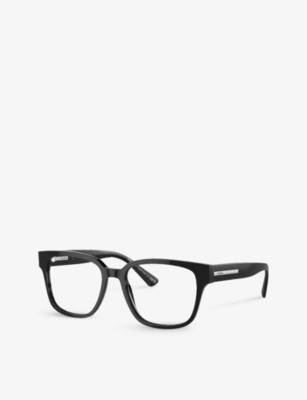 Shop Prada Womens Black Pr A09v Pillow-frame Acetate Glasses