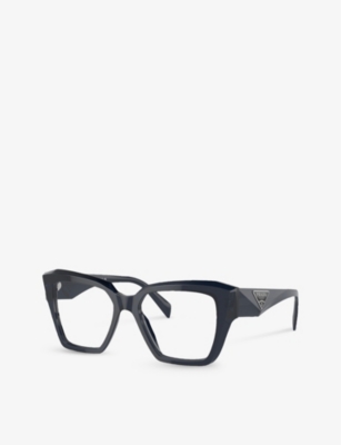 Shop Prada Men's Blue Pr 09zv Sqaure-frame Acetate Optical Glasses