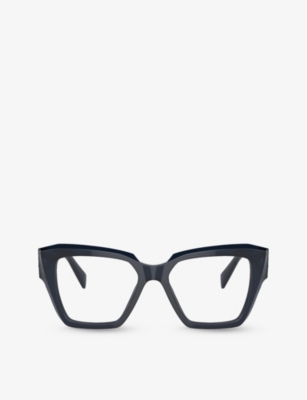 Prada Mens Blue Pr 09zv Sqaure-frame Acetate Optical Glasses