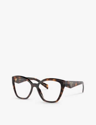 Shop Prada Women's Brown Pr 20zv Cat-eye Tortoiseshell Acetate Eyeglasses