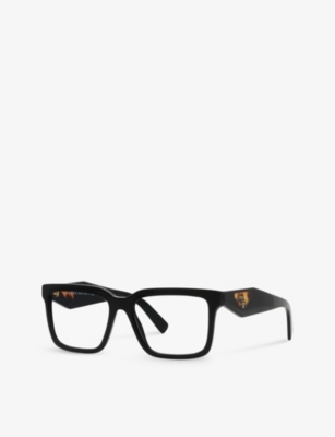 Prada Mens Black Pr 10yv Rectangle-frame Acetate Eyeglasses In Black