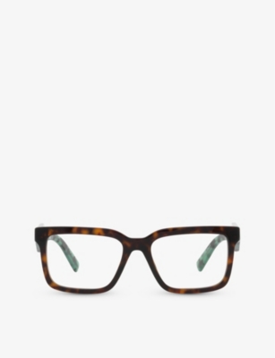 PRADA: PR 10YV rectangle-frame tortoiseshell acetate eyeglasses