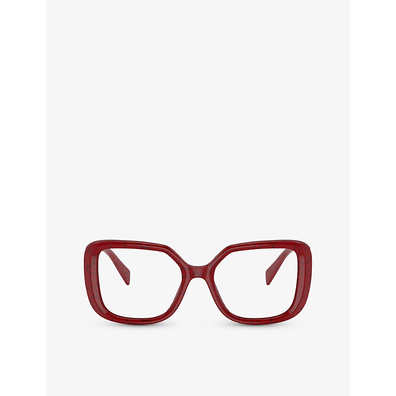 Prada Womens Red Pr 10zv Square-frame Acetate Eyeglasses