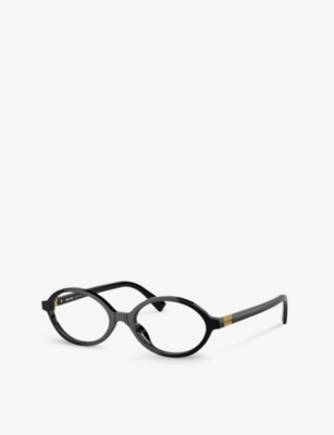 Miu Miu Mens Black Mu 01xv Oval-frame Acetate Eyeglasses In Black