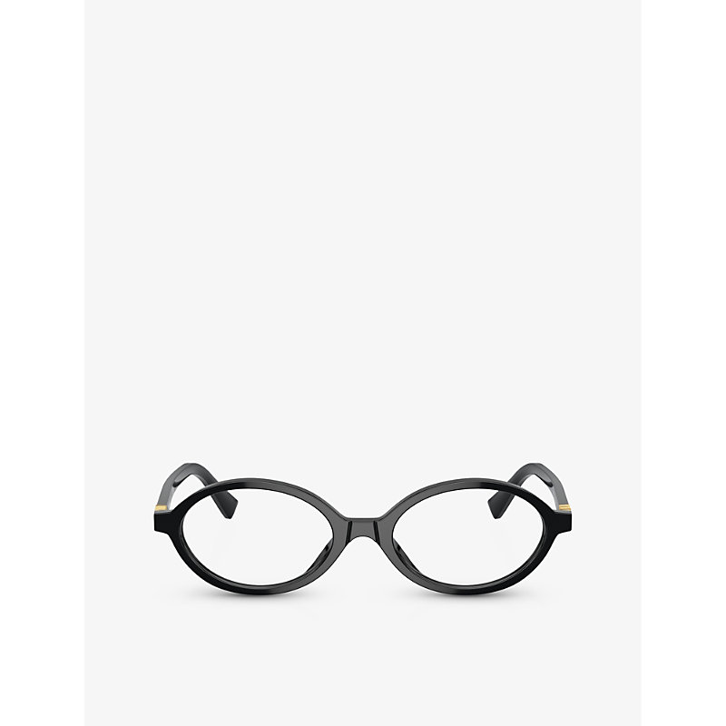 Miu Miu Mens Black Mu 01xv Oval-frame Acetate Eyeglasses