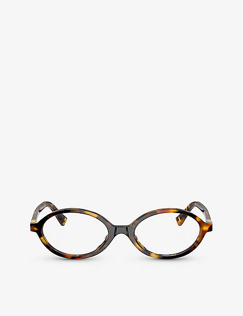 MIU MIU: MU 01XV oval-frame tortoiseshell acetate eyeglasses