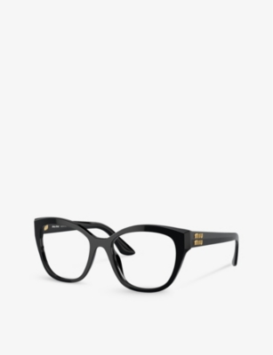 Shop Miu Miu Women's Black Mu 05xv Square-frame Acetate Eyeglasses