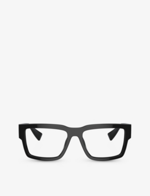 Shop Miu Miu Men's Black Mu 02xv Rectangle-frame Acetate Eyeglasses