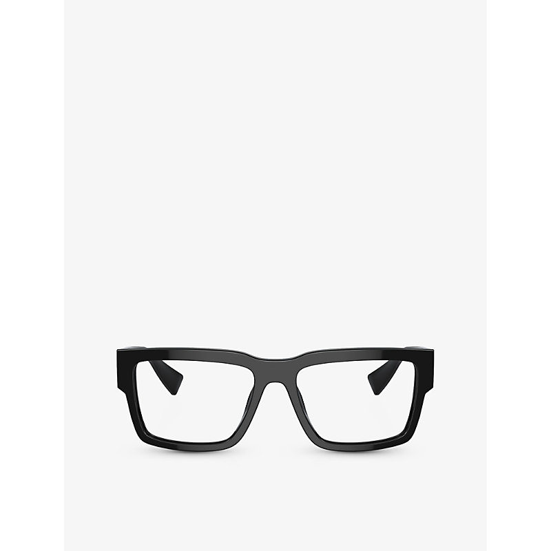 Miu Miu Mens Black Mu 02xv Rectangle-frame Acetate Eyeglasses