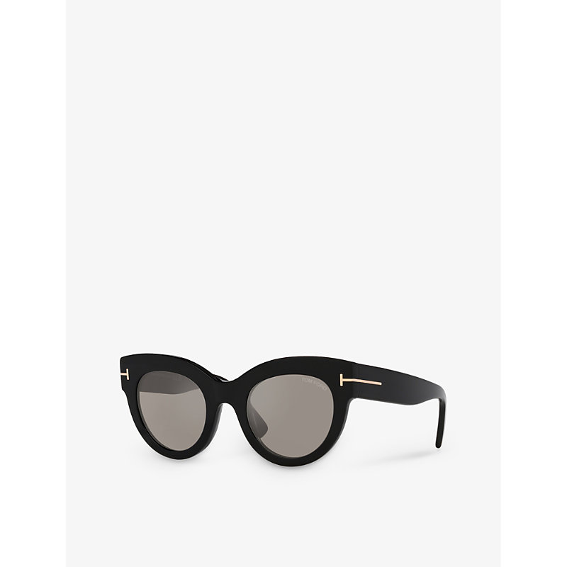 Shop Tom Ford Men's Black Tr001699 Lucilla Cat-eye Cr39 Sunglasses