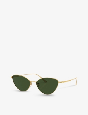 Shop Oliver Peoples Women's Gold Ov1328s 1998c Butterfly-frame Metal Sunglasses