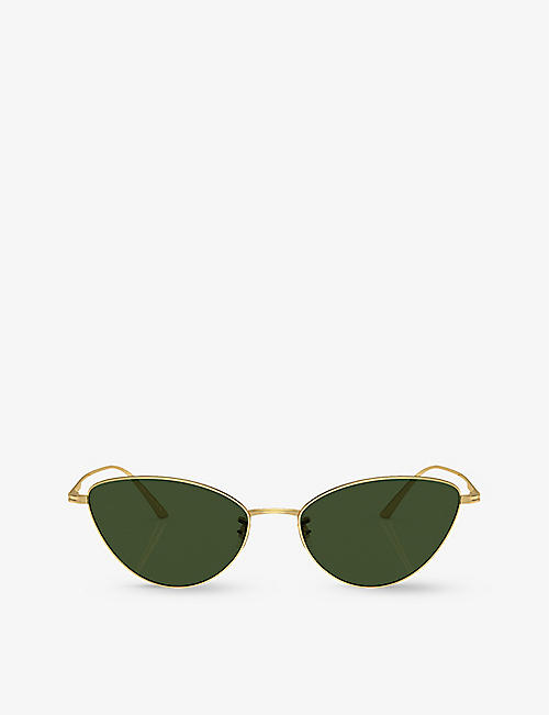OLIVER PEOPLES: OV1328S 1998C butterfly-frame metal sunglasses