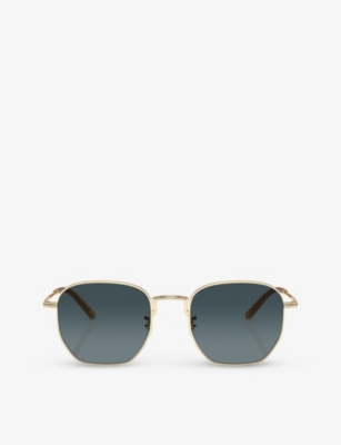 Oliver Peoples Womens Gold Ov1331s Kierney Hexagonal-frame Metal Sunglasses