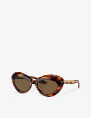 Shop Oliver Peoples Womens Brown Ov5523su 1968c Tortoiseshell-print Cat-eye Acetate Sunglasses