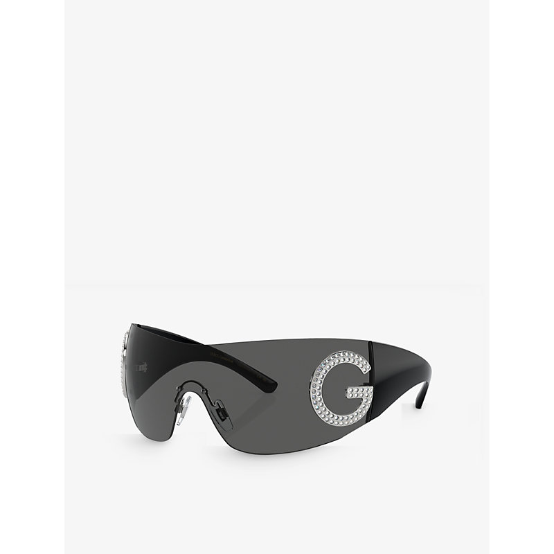Shop Dolce & Gabbana Women's Black Dg2298b Oval-frame Acetate Sunglasses