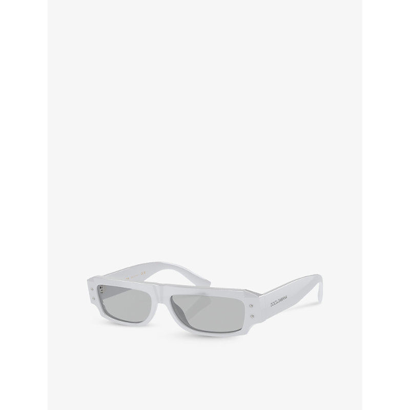 Shop Dolce & Gabbana Men's Grey Dg4458 Rectangle-frame Acetate Sunglasses