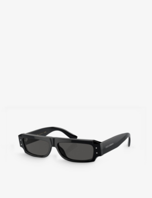 Shop Dolce & Gabbana Women's Black Dg4458 Rectangle-frame Acetate Sunglasses