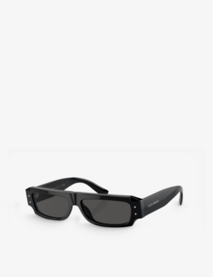 Dolce & Gabbana Dg4458 Rectangle-frame Acetate Sunglasses In Black