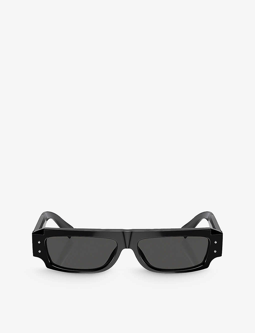 Dolce & Gabbana Dg4458 Rectangle-frame Acetate Sunglasses In Black