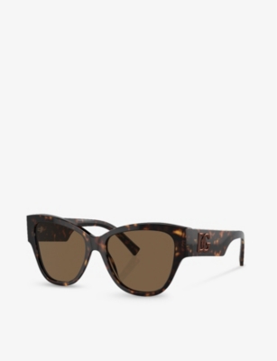 Shop Dolce & Gabbana Womens Brown Dg4449 Butterfly-frame Acetate Sunglasses